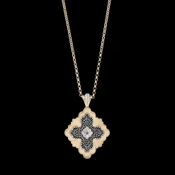 Buccellati OPERA TULLE YELLOW AND WHITE GOLD MAXI PENDANT WITH DIAMONDS
