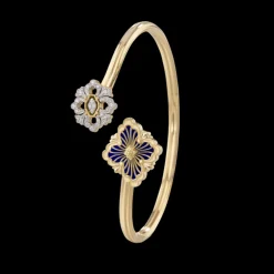 Buccellati OPERA TULLE YELLOW AND WHITE GOLD BRACELET WITH BLUE ELEMENT