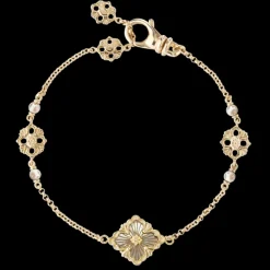 Buccellati OPERA TULLE YELLOW GOLD BRACELET WITH MOTHER OF PEARL LOGO