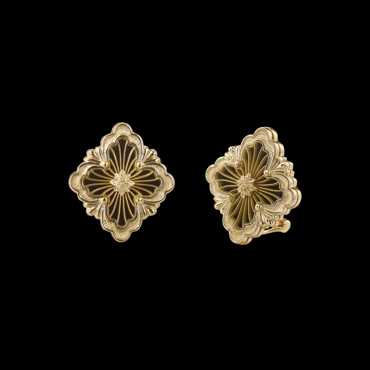 Buccellati OPERA TULLE YELLOW GOLD EARRINGS WITH ONYX