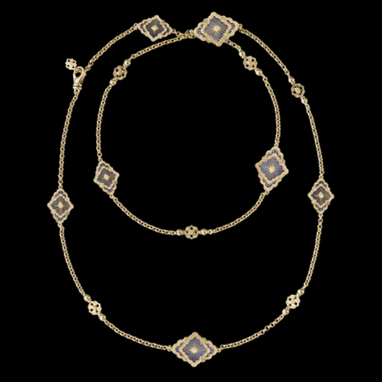 Buccellati OPERA TULLE YELLOW GOLD NECKLACE WITH MICRO LOGO ELEMENTS
