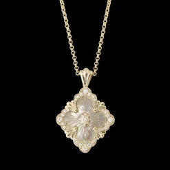 Buccellati OPERA TULLE YELLOW GOLD SET PENDANT WITH MOTHER OF PEARL