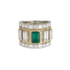 Buccellati PREMIUM BAND WHITE AND YELLOW GOLD SET RING WITH DIAMONDS
