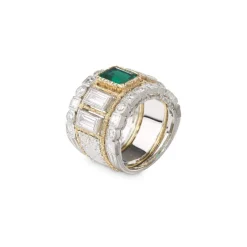 Buccellati PREMIUM BAND WHITE AND YELLOW GOLD SET RING WITH DIAMONDS