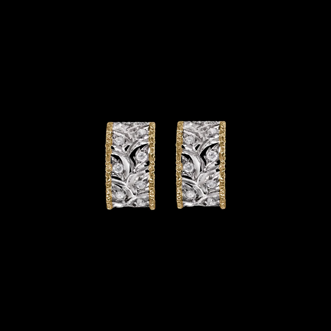 Buccellati RAMAGE WHITE AND YELLOW GOLD EARRINGS WITH DIAMONDS