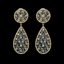Buccellati RAMAGE WHITE AND YELLOW GOLD PENDANT EARRINGS
