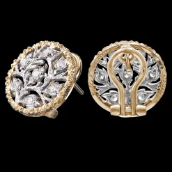 Buccellati RAMAGE WHITE AND YELLOW GOLD BUTTON EARRINGS