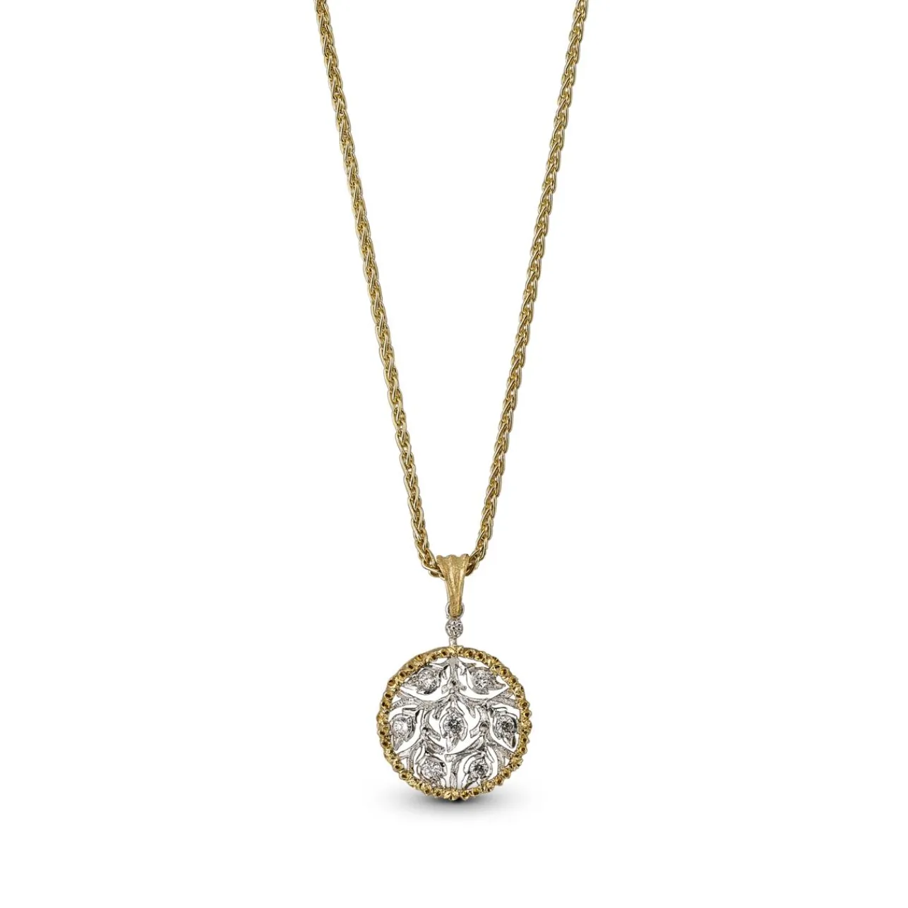 Buccellati RAMAGE YELLOW AND WHITE GOLD PENDANT WITH DIAMONDS