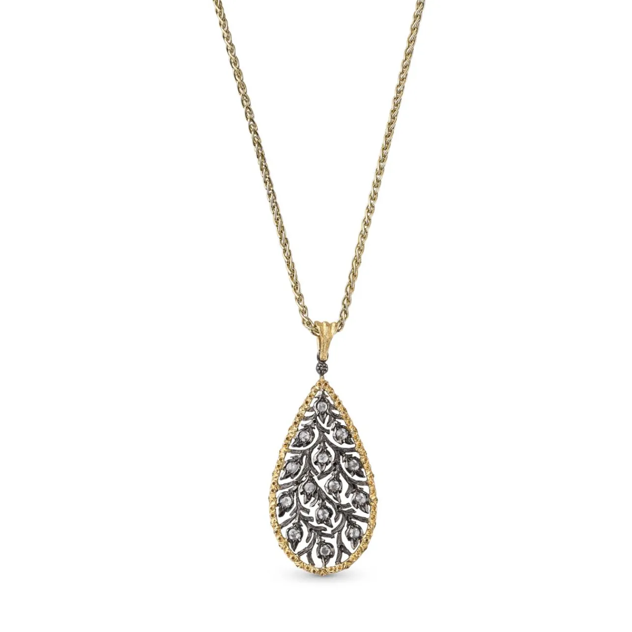 Buccellati RAMAGE YELLOW AND WHITE GOLD SET PENDANT WITH DIAMONDS