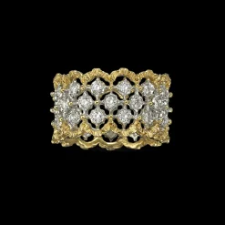 Buccellati ROMBI WHITE AND YELLOW GOLD ETERNELLE RING WITH DIAMONDS