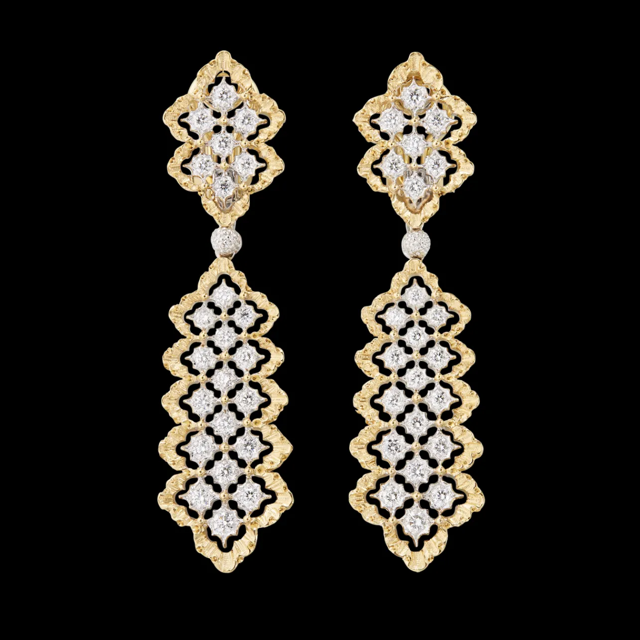 Buccellati ROMBI WHITE AND YELLOW GOLD SET EARRINGS WITH DIAMONDS