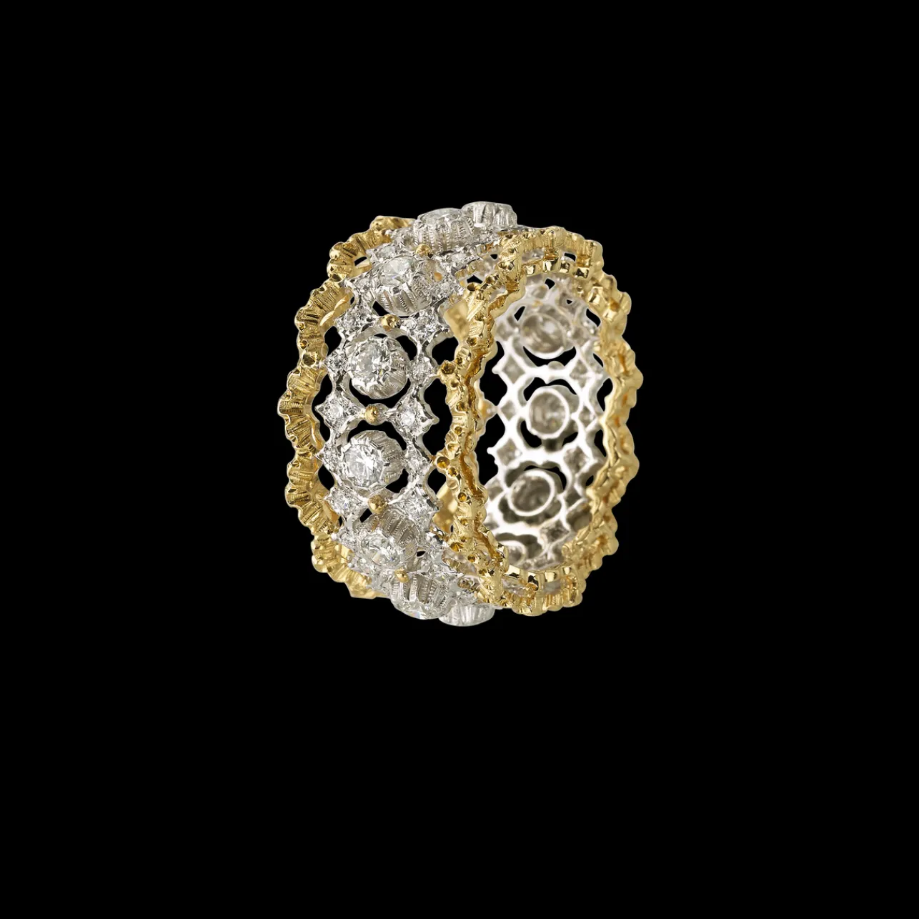 Buccellati ROMBI WHITE AND YELLOW GOLD SET ETERNELLE RING WITH DIAMONDS