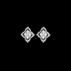 Buccellati ROMBI WHITE GOLD EARRINGS WITH DIAMONDS AND SCALLOPED BORDERS