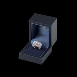 Buccellati ROMBI WHITE GOLD ETERNELLE RING WITH DIAMONDS AND SCALLOPED BORDERS