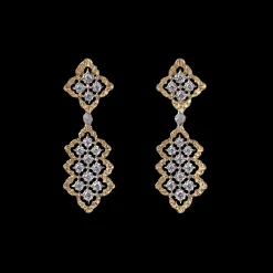 Buccellati ROMBI YELLOW AND WHITE GOLD SET EARRINGS WITH DIAMONDS