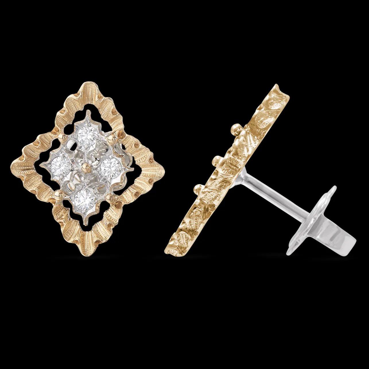 Buccellati ROMBI YELLOW AND WHITE GOLD EARRINGS