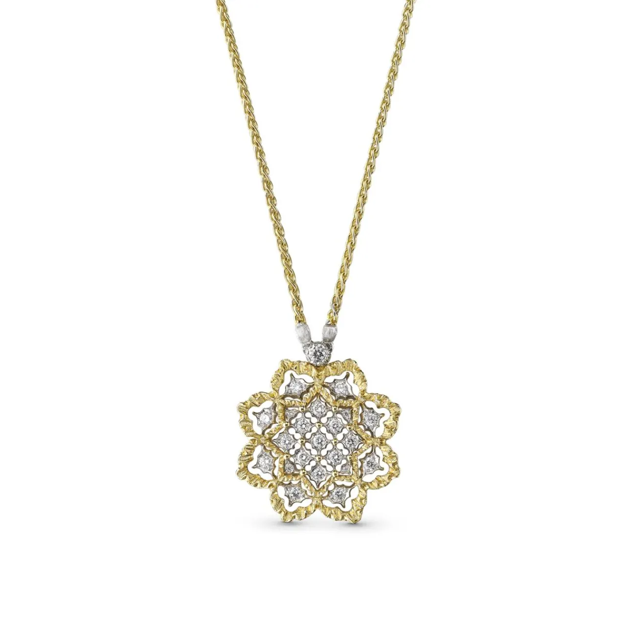 Buccellati ROMBI YELLOW AND WHITE GOLD SET PENDANT WITH DIAMONDS