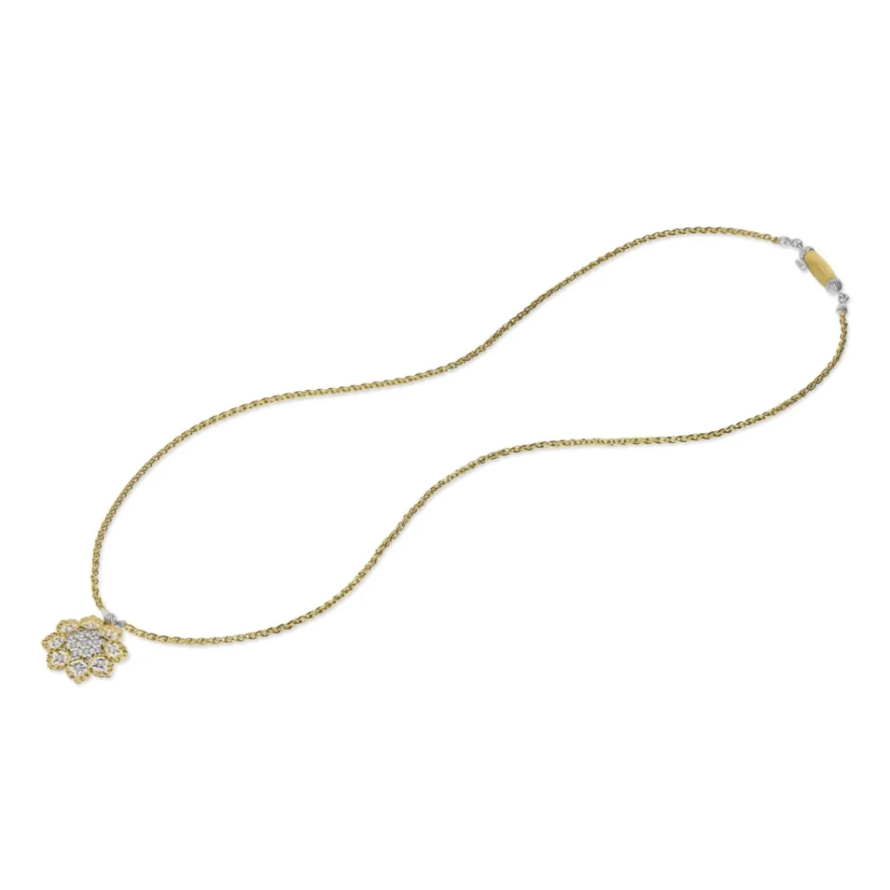 Buccellati ROMBI YELLOW AND WHITE GOLD SET PENDANT WITH DIAMONDS