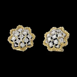 Buccellati ROMBI YELLOW AND WHITE GOLD EARRINGS WITH DIAMONDS
