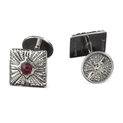 Buccellati ROUCHE SILVER CUFFLINKS WITH RUBIES