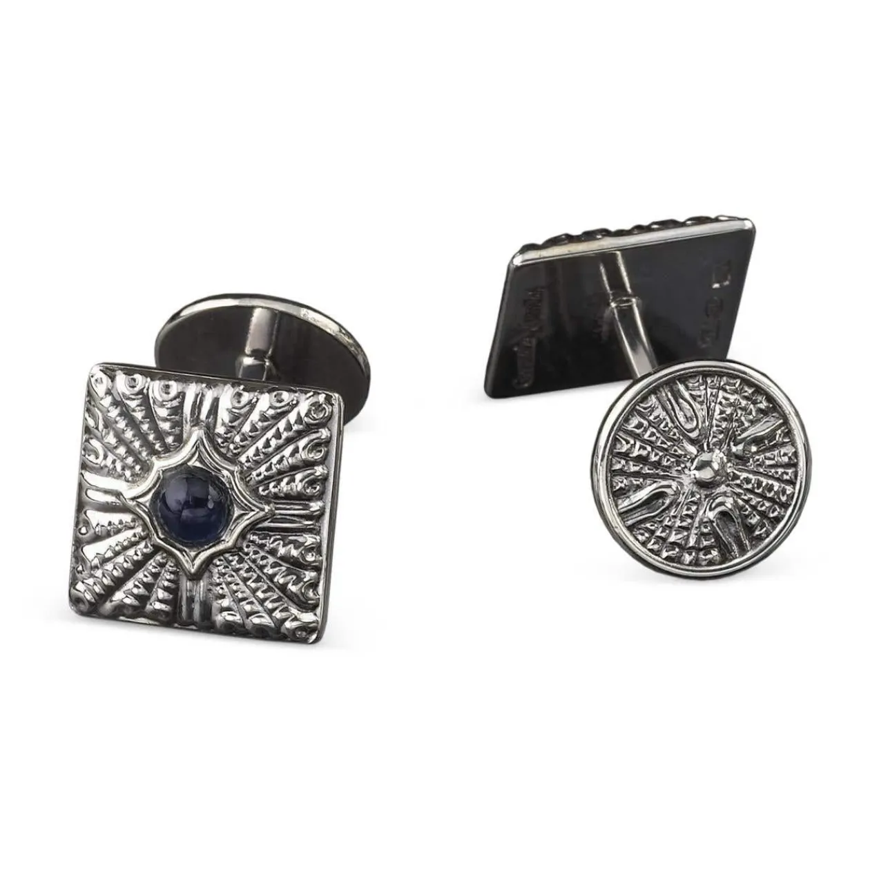 Buccellati ROUCHE SILVER CUFFLINKS WITH BLACK ONYX