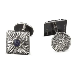Buccellati ROUCHE SILVER CUFFLINKS WITH BLUE SAPPHIRES