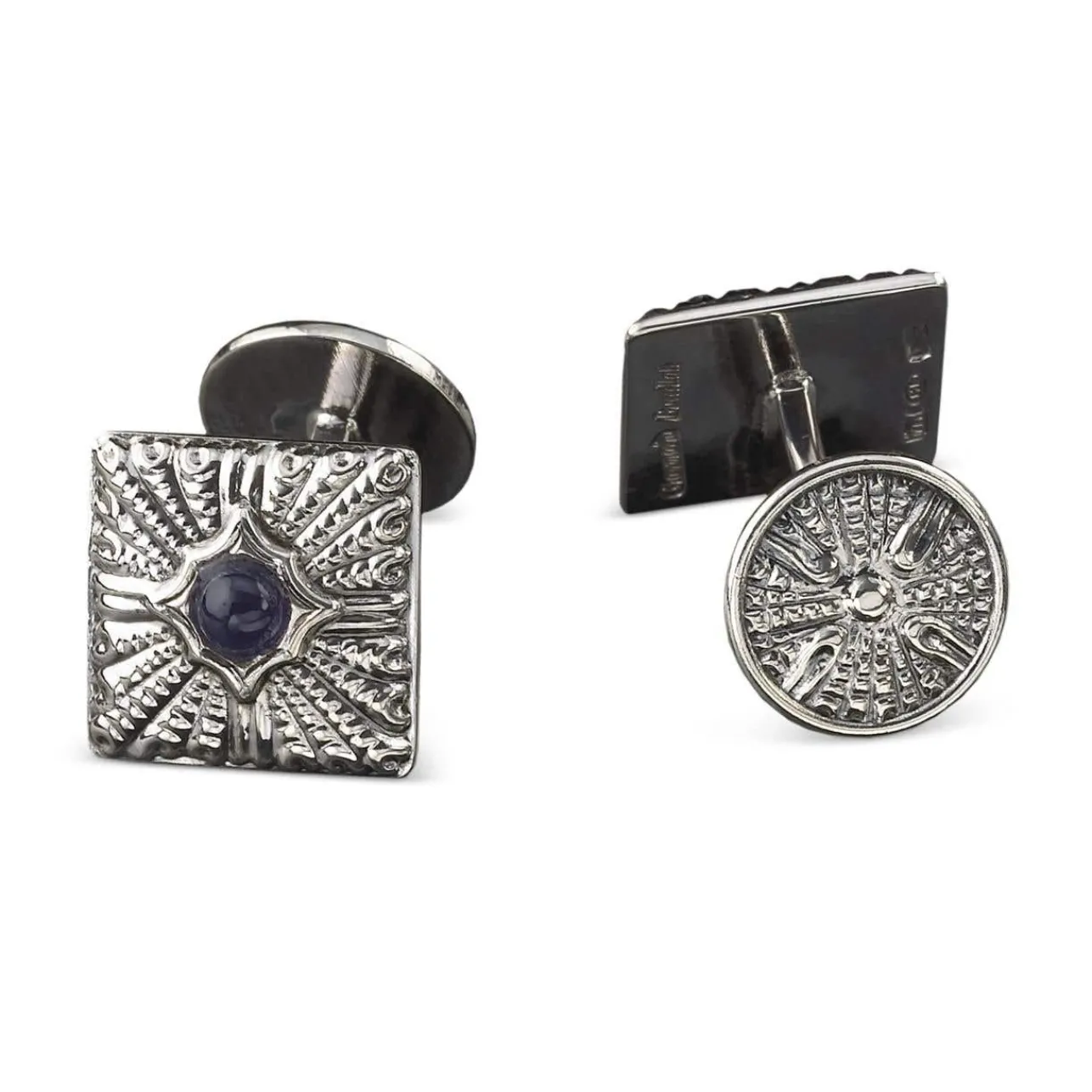 Buccellati ROUCHE SILVER CUFFLINKS WITH BLUE SAPPHIRES