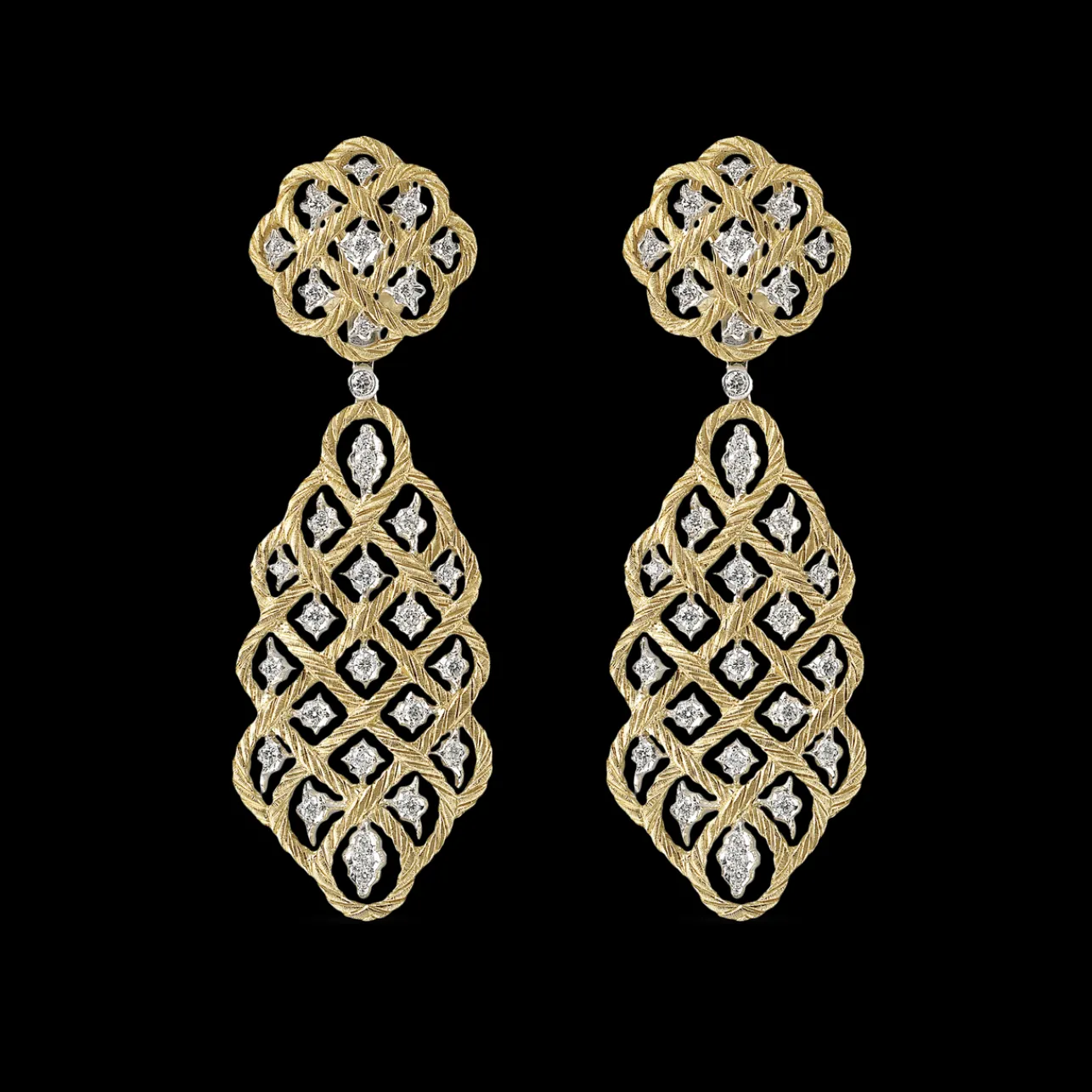 Buccellati ÉTOILÉE YELLOW AND WHITE GOLD EARRINGS WITH DIAMONDS