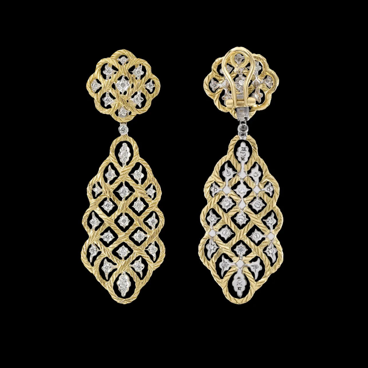 Buccellati ÉTOILÉE YELLOW AND WHITE GOLD EARRINGS WITH DIAMONDS