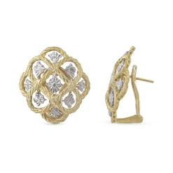 Buccellati ÉTOILÉE YELLOW AND WHITE GOLD EARRINGS WITH THREE GOLD THREADS