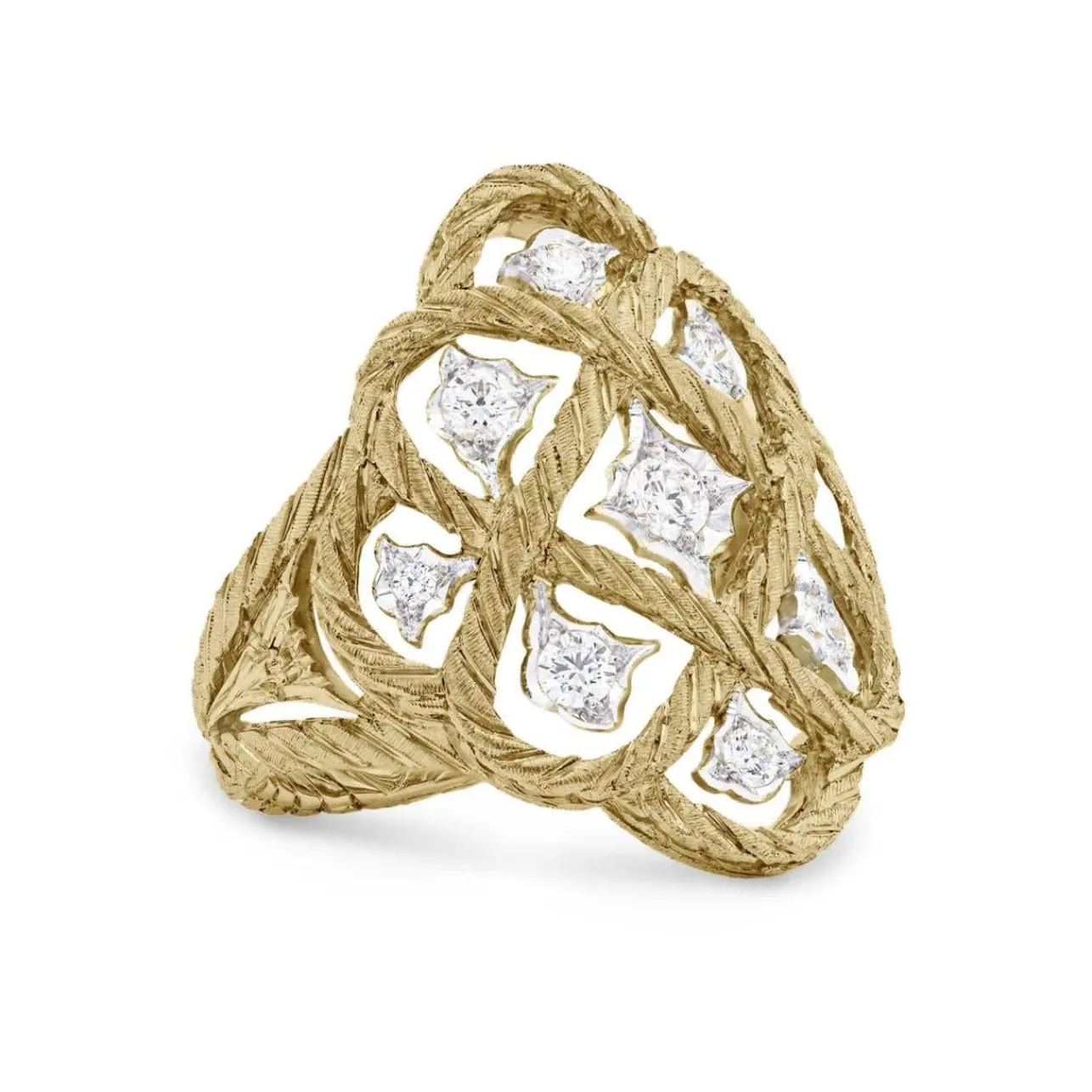 Buccellati ÉTOILÉE YELLOW AND WHITE GOLD RING WITH DIAMONDS