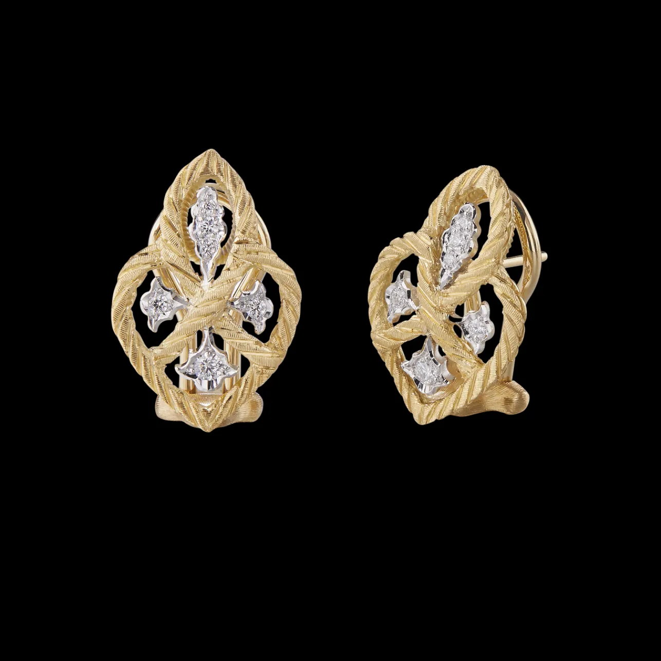 Buccellati ÉTOILÉE YELLOW AND WHITE GOLD EARRINGS WITH DIAMONDS