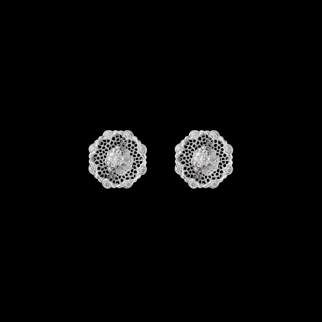 Buccellati TULLE BROCCATO WHITE GOLD SET EARRINGS WITH DIAMONDS