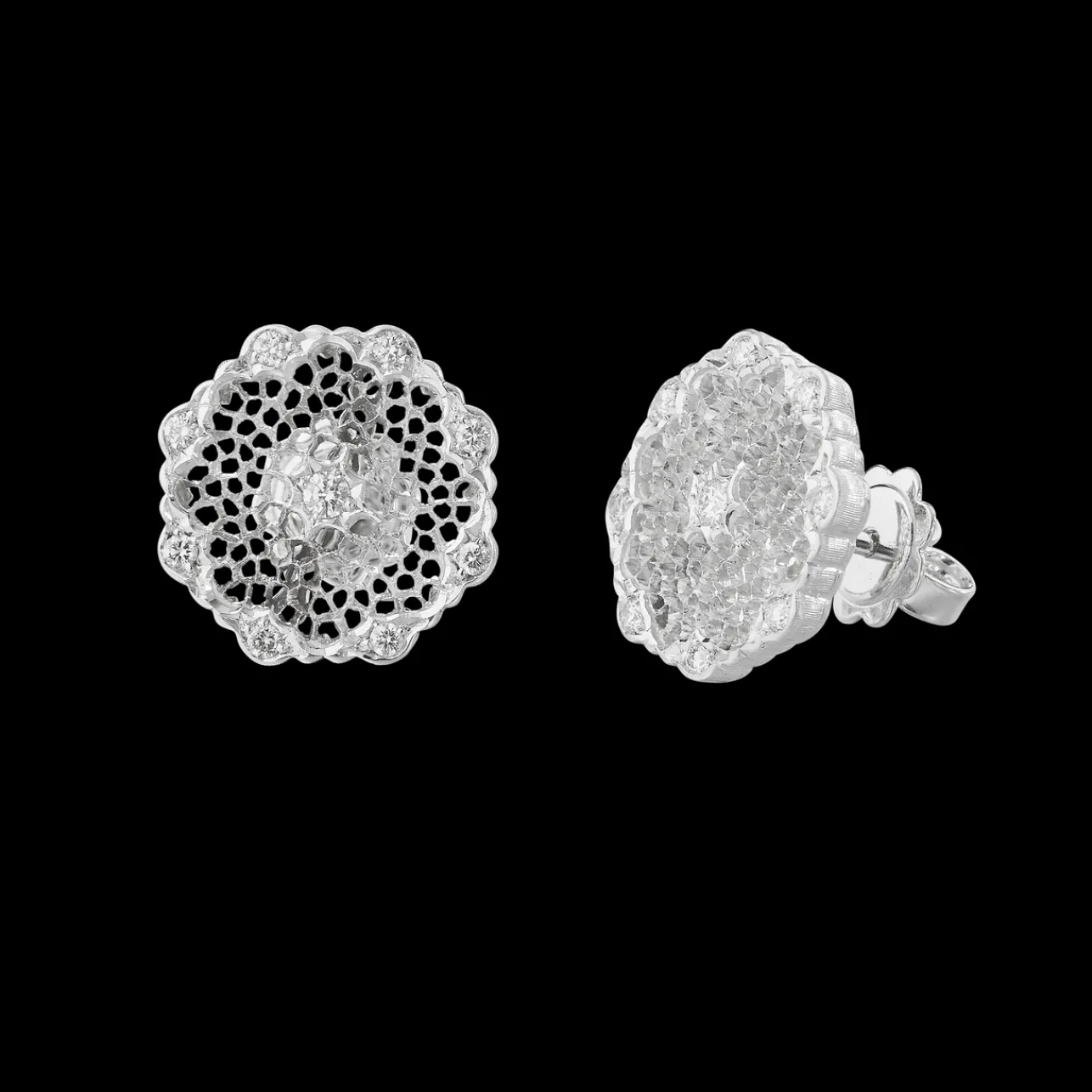 Buccellati TULLE BROCCATO WHITE GOLD SET EARRINGS WITH DIAMONDS