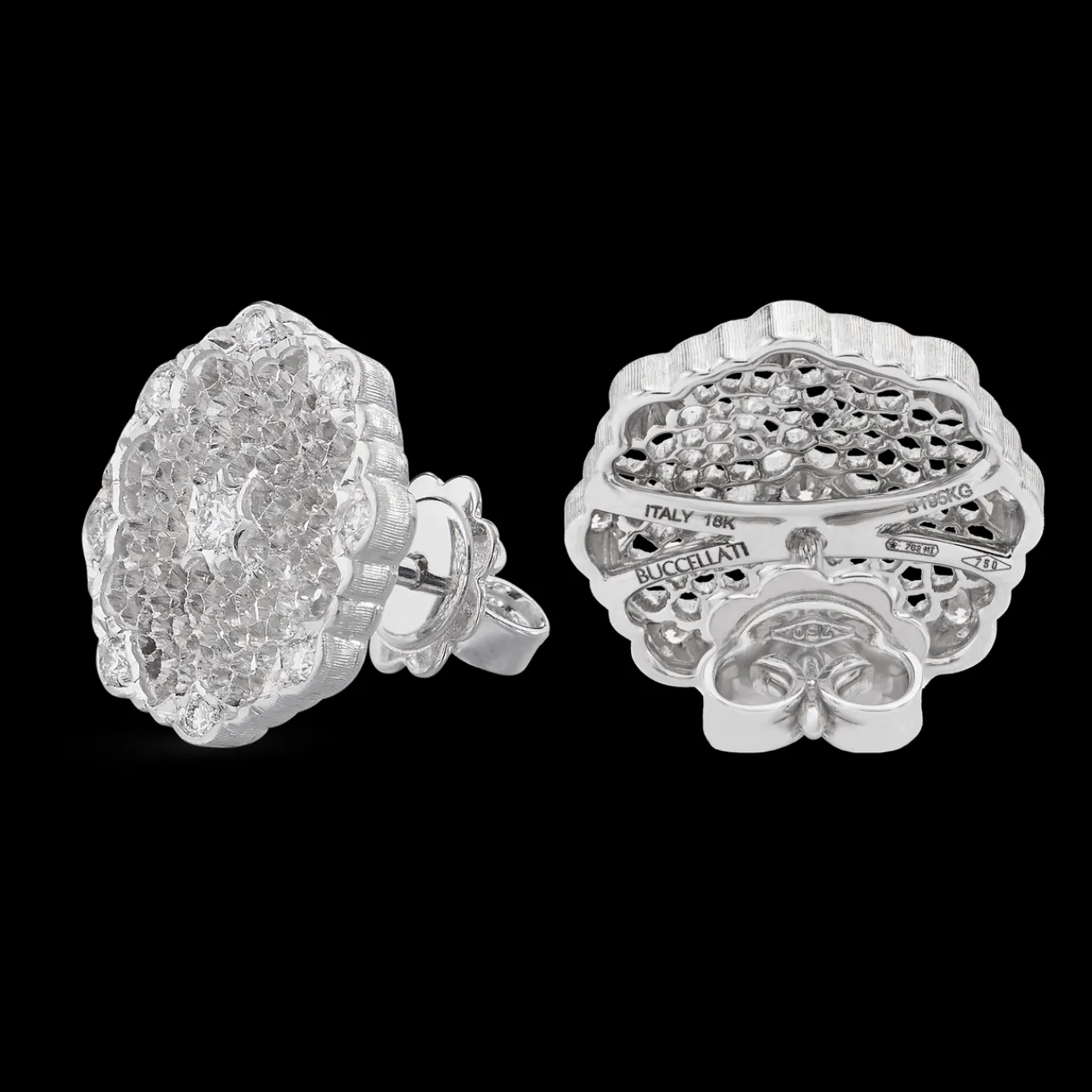 Buccellati TULLE BROCCATO WHITE GOLD SET EARRINGS WITH DIAMONDS