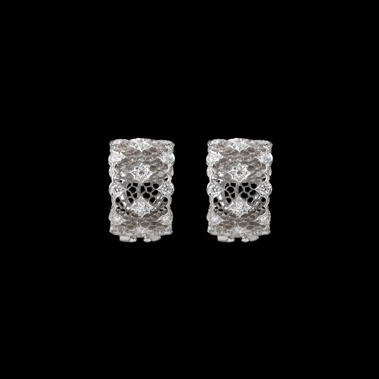 Buccellati TULLE BROCCATO WHITE GOLD EARRINGS WITH DIAMONDS