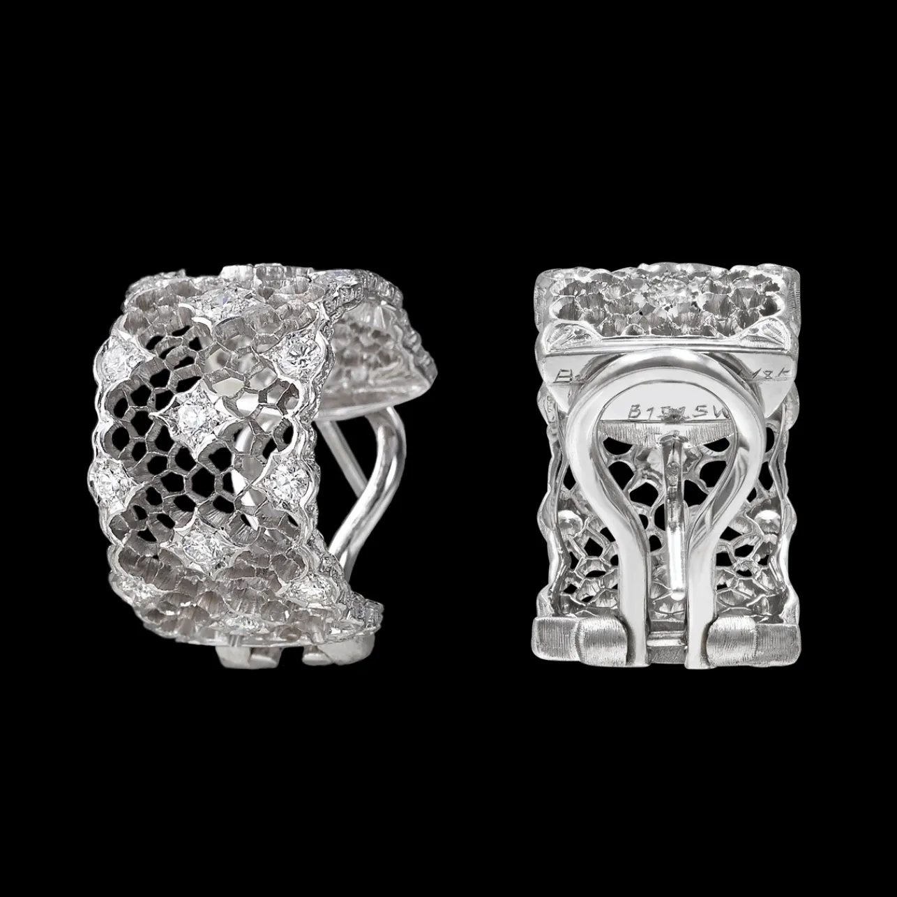 Buccellati TULLE BROCCATO WHITE GOLD EARRINGS WITH DIAMONDS