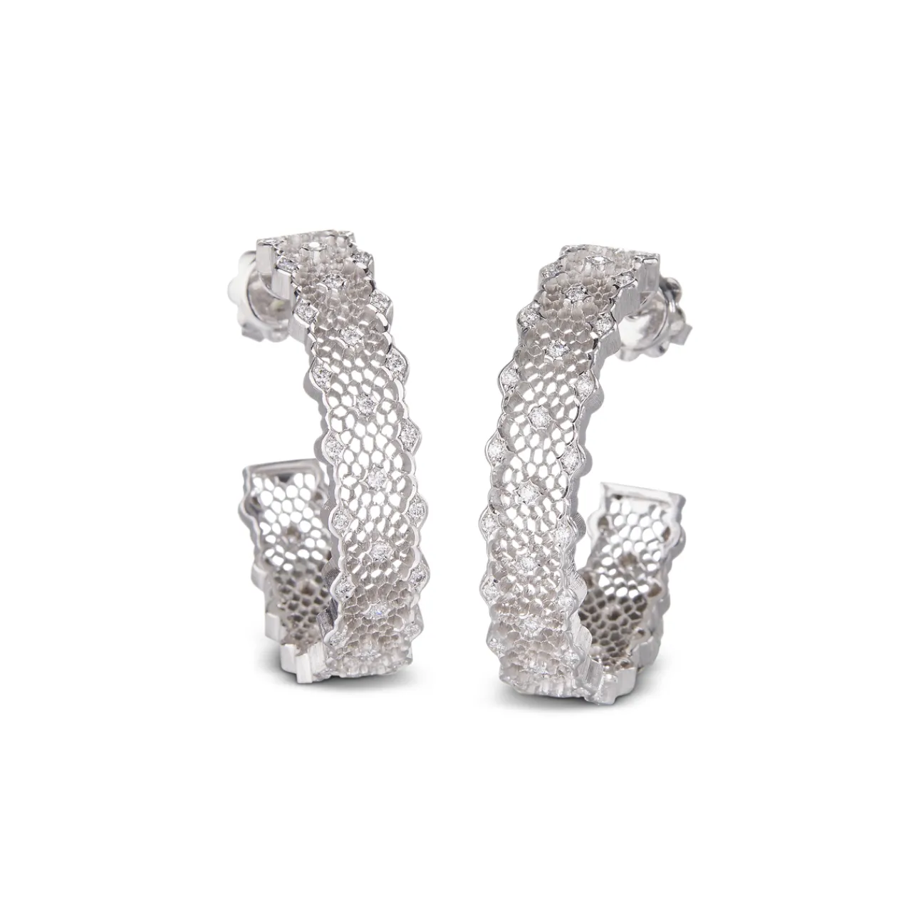 Buccellati TULLE EARRINGS IN WHITE GOLD WITH DIAMONDS