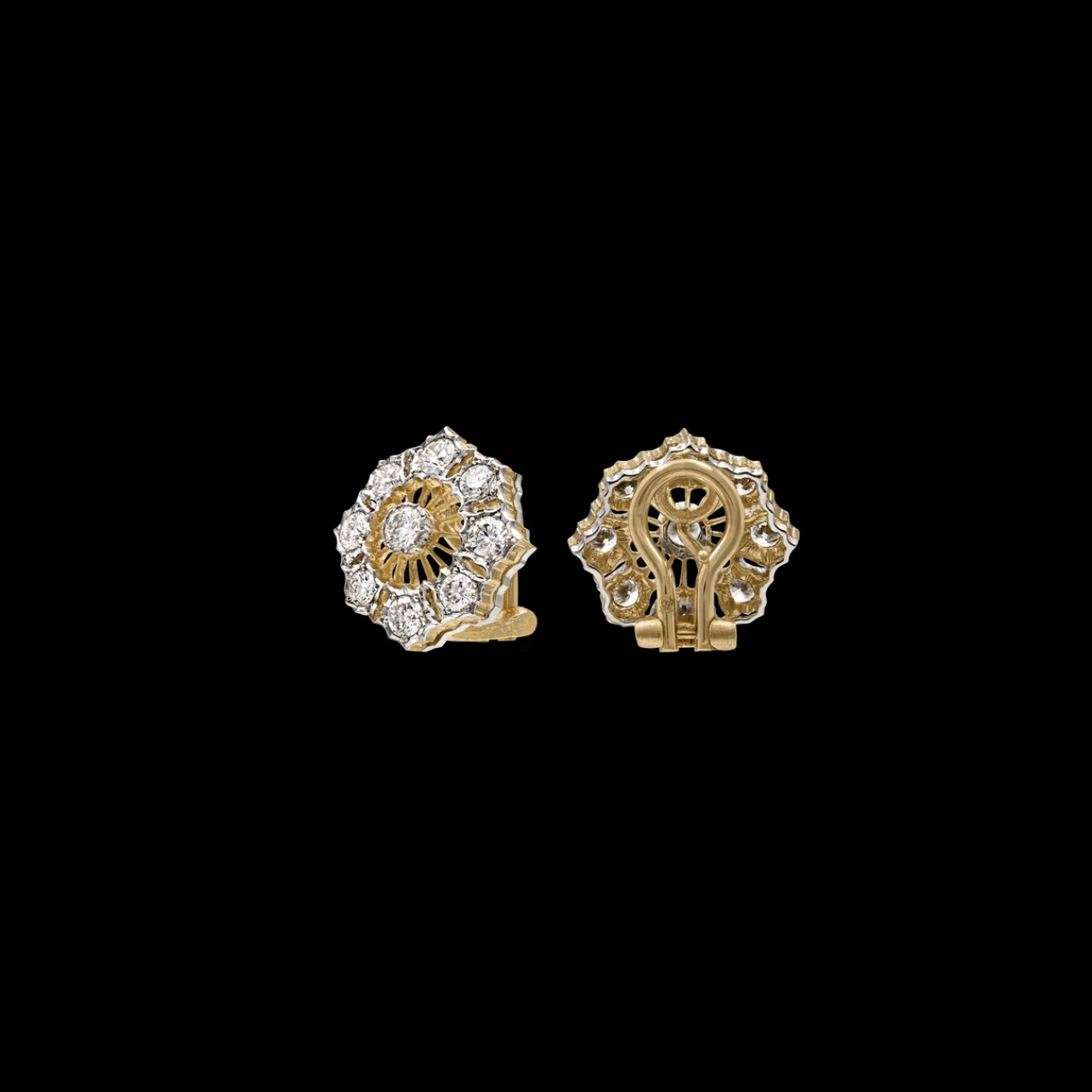 Buccellati TULLE WHITE AND YELLOW GOLD RAGGIERA EARRINGS WITH DIAMONDS
