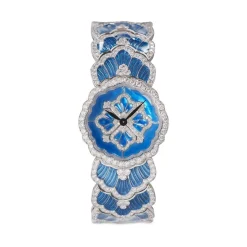 Buccellati TULLE WHITE GOLD WATCH IN LIGHT BLUE ENAMEL WITH DIAMONDS