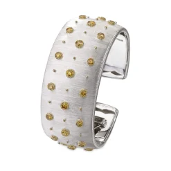 Buccellati WHITE AND YELLOW GOLD CUFF BRACELET WITH FANCY DIAMONDS