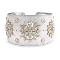 Buccellati WHITE AND YELLOW GOLD CUFF BRACELET WITH DIAMONDS