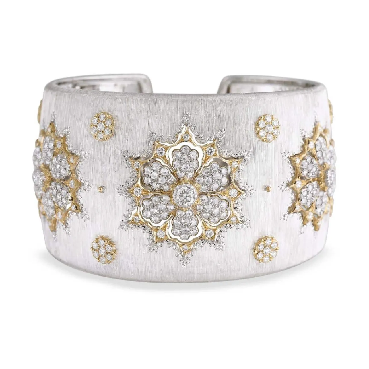 Buccellati WHITE AND YELLOW GOLD CUFF BRACELET WITH DIAMONDS