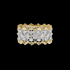 Buccellati WHITE AND YELLOW GOLD ETERNELLE BAND WITH DIAMONDS PIZZO STYLE