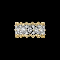 Buccellati WHITE AND YELLOW GOLD ETERNELLE BAND WITH DIAMONDS PIZZO STYLE