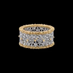 Buccellati WHITE AND YELLOW GOLD ETERNELLE BAND WITH DIAMONDS VIETRI STYLE