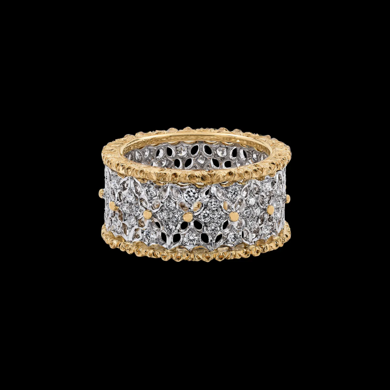 Buccellati WHITE AND YELLOW GOLD ETERNELLE BAND WITH DIAMONDS VIETRI STYLE