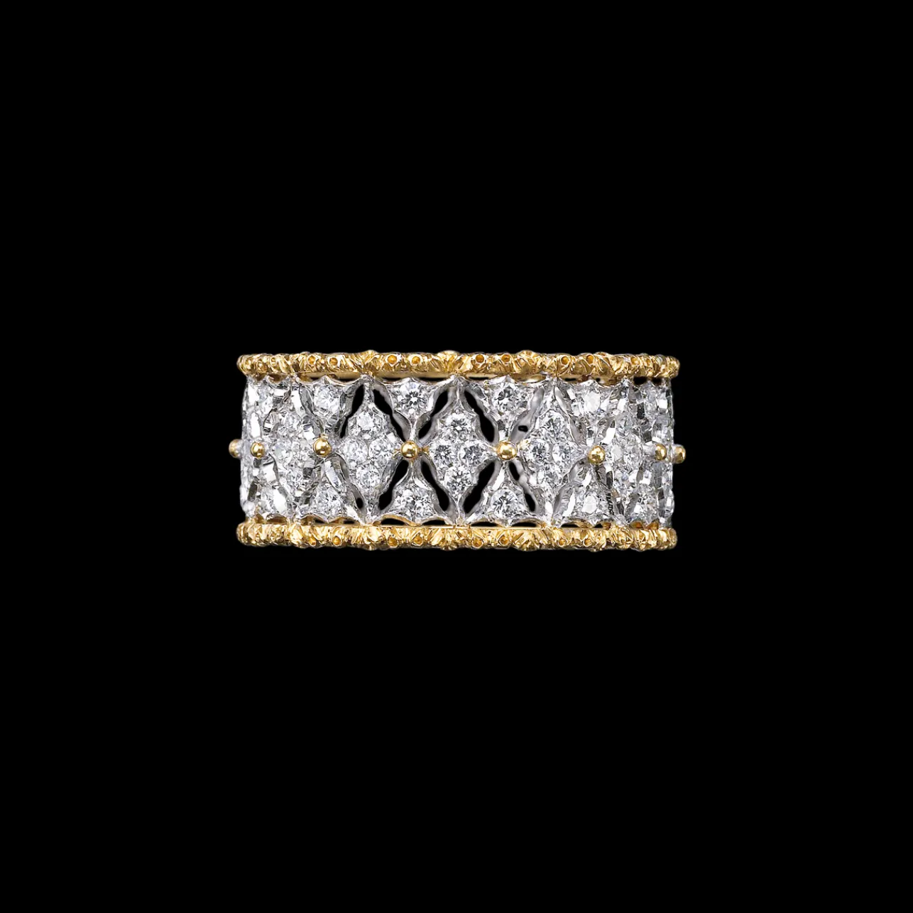 Buccellati WHITE AND YELLOW GOLD ETERNELLE BAND WITH DIAMONDS VIETRI STYLE