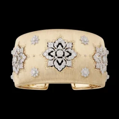 Buccellati YELLOW AND WHITE GOLD CUFF BRACELET WITH DIAMONDS