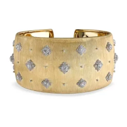 Buccellati YELLOW AND WHITE GOLD CUFF 3.5 BRACELET WITH ROUND DIAMONDS